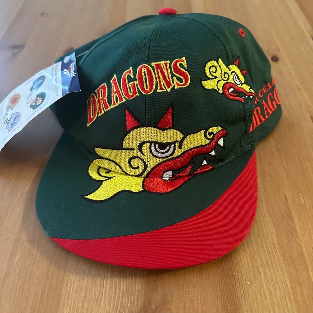 NEW W TAG Vintage 90'S BARCELONA DRAGONS WLAF SNAPBACK HAT REEBOK Y2K SPAIN